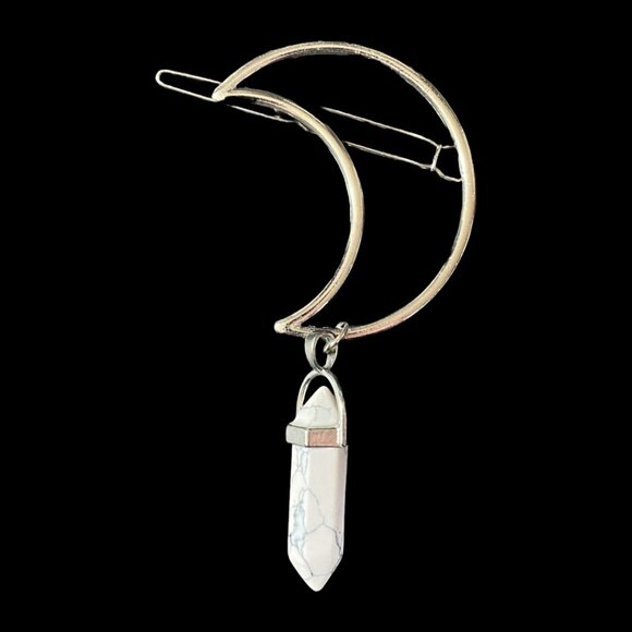 Modern Witch Hat NWT Deep Red + Moon Hair Clip Silvertone w/Stone Pendant NWOT - Picture 13 of 16